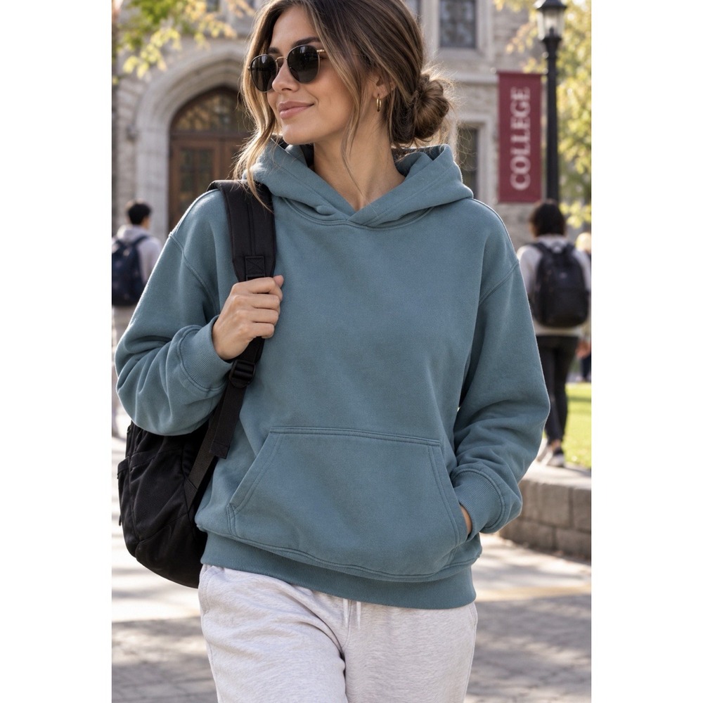 Aritzia Sweat Fleece Cozy Fleece Perfect Fit Hoodie Pullover Womens Medium Teal